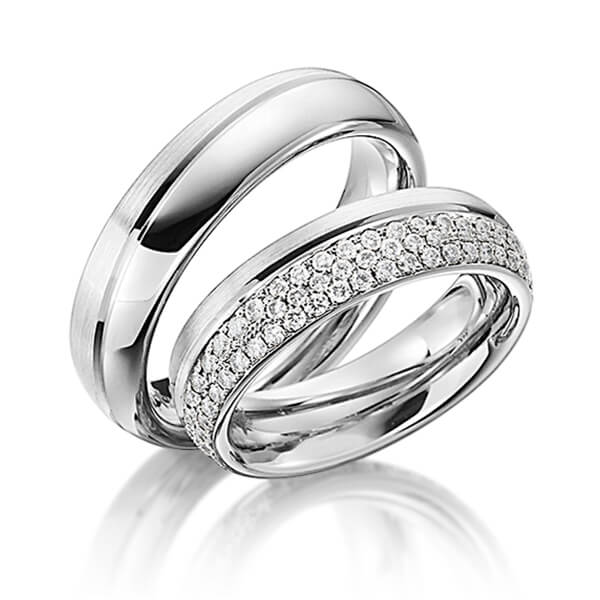 Set Klassieke trouwringen in witgoud 14 kt. met in totaal 0,74 ct. Briljant tw/si van Steinberg