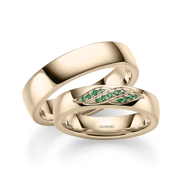 Trauringe Signature Gold 585 mit 0,092 ct. Forest Green