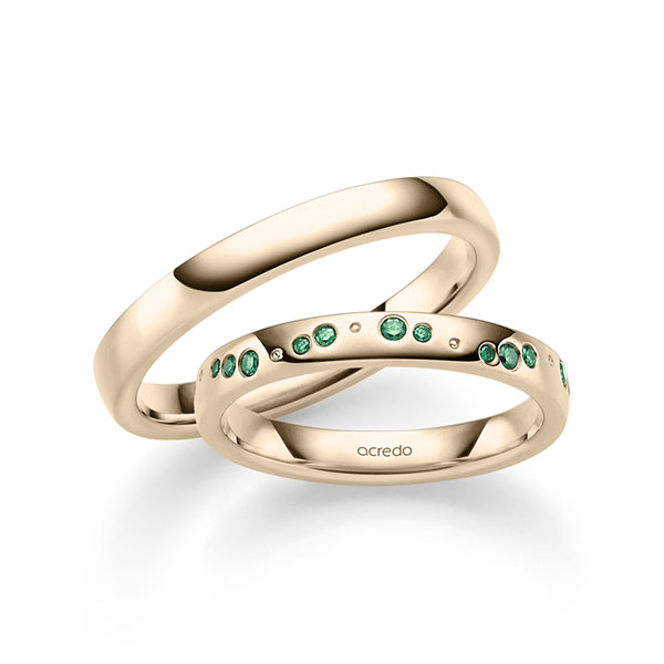 Trauringe Signature Gold 585 mit 0,236 ct. Forest Green