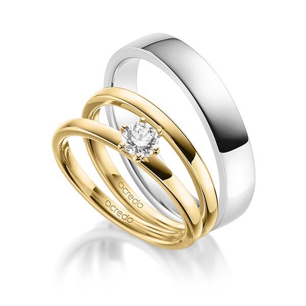 Tri-Set in geelgoud 14 kt. met 0,3 ct. Briljant tw,vs van acredo