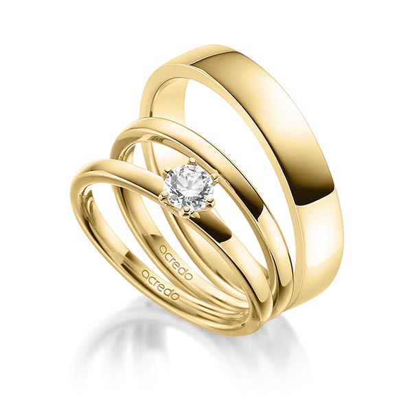 Tri-Set in geelgoud 14 kt. met 0,3 ct. Briljant tw,vs van acredo