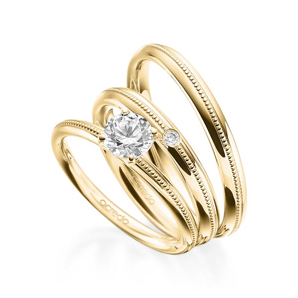 Tri-Set in geelgoud 14 kt. met 0,7 ct. + in totaal 0,03 ct. Briljant tw/si van acredo