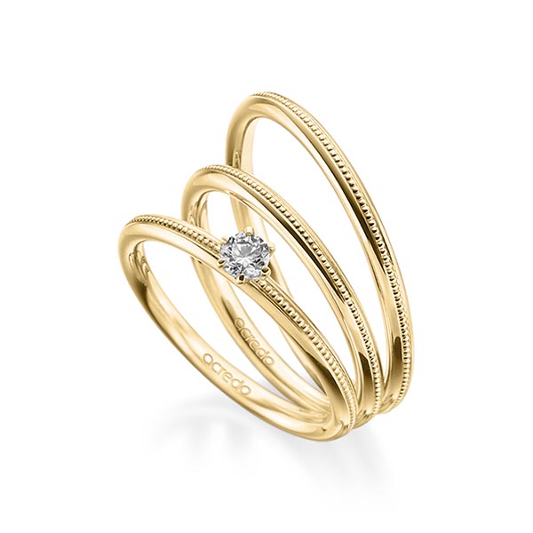 Tri-Set in geelgoud 14 kt. met in totaal 0,15 ct. Briljant tw/si van acredo