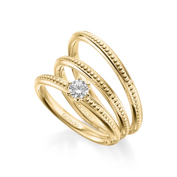Tri-Set in geelgoud 14 kt. met in totaal 0,25 ct. Briljanten tw/si van acredo