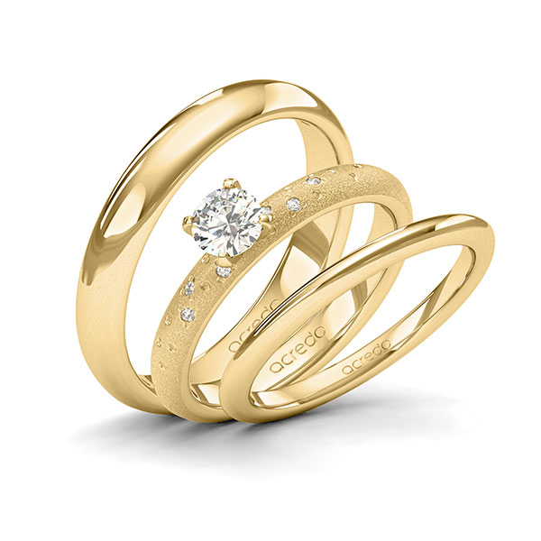 Tri-Set in Gelbgold 585 mit 0,4 ct. + zus. 0,03 ct. Brillant tw, si von acredo - A-2096-3 Tri-Set in Gelbgold 585 mit 0,4 ct. + zus. 0,03 ct. Brillant tw, si von acredo - A-2096-3
