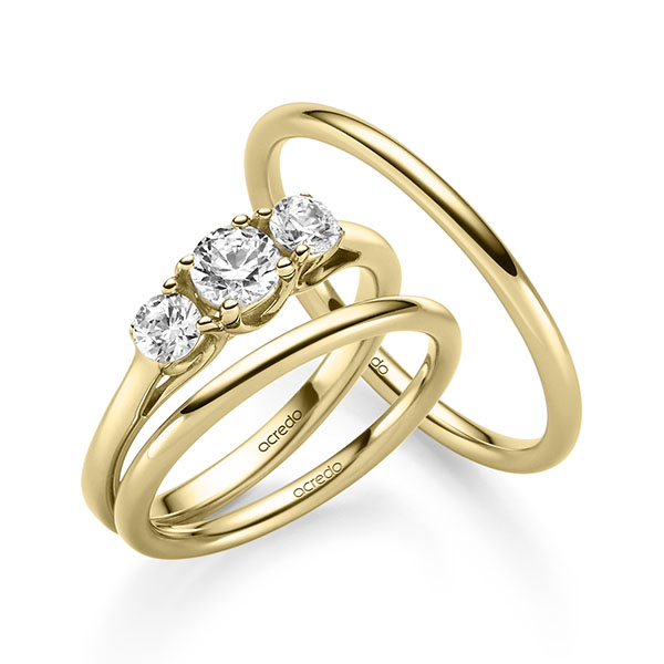 Tri-Set in Gelbgold 585 mit 0,4 ct. + zus. 0,4 ct. Brillant tw, si von acredo - A-2428-4 Tri-Set in Gelbgold 585 mit 0,4 ct. + zus. 0,4 ct. Brillant tw, si von acredo - A-2428-4