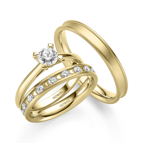 Tri-Set in Gelbgold 585 mit 0,5 ct. + zus. 0,68 ct. Brillant tw, si von acredo - A-2432-5 Tri-Set in Gelbgold 585 mit 0,5 ct. + zus. 0,68 ct. Brillant tw, si von acredo - A-2432-5