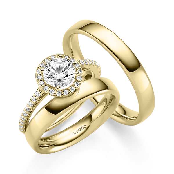 Tri-Set in Gelbgold 585 mit 1 ct. + zus. 0,306 ct. Brillant tw, si von acredo - A-2430-6 Tri-Set in Gelbgold 585 mit 1 ct. + zus. 0,306 ct. Brillant tw, si von acredo - A-2430-6