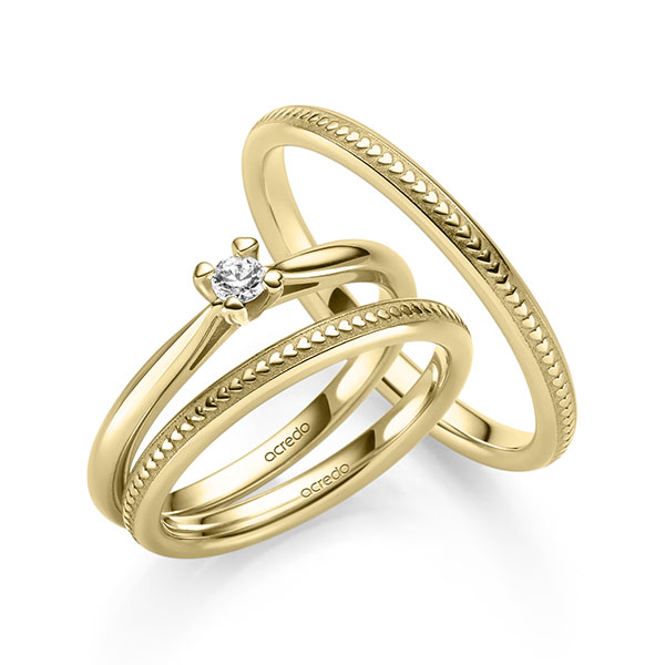 Tri-Set in Gelbgold 585 mit zus. 0,1 ct. Brillant tw, si von acredo - A-2434-6
