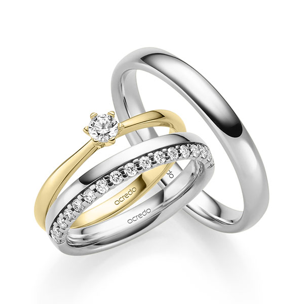 Tri-Set in Gelbgold 585 mit zus. 0,405 ct. Brillant tw, si von acredo