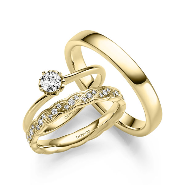Tri-Set in Gelbgold 585 mit zus. 0,59 ct. Brillant tw, si von acredo - A-2501-3 Tri-Set in Gelbgold 585 mit zus. 0,59 ct. Brillant tw, si von acredo - A-2501-3