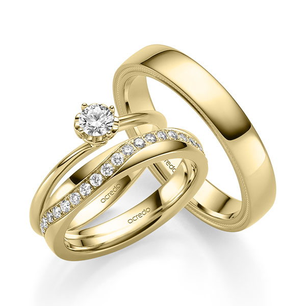 Tri-Set in Gelbgold 585 mit zus. 0,85 ct. Brillant tw, si von acredo - A-2441-3 Tri-Set in Gelbgold 585 mit zus. 0,85 ct. Brillant tw, si von acredo - A-2441-3