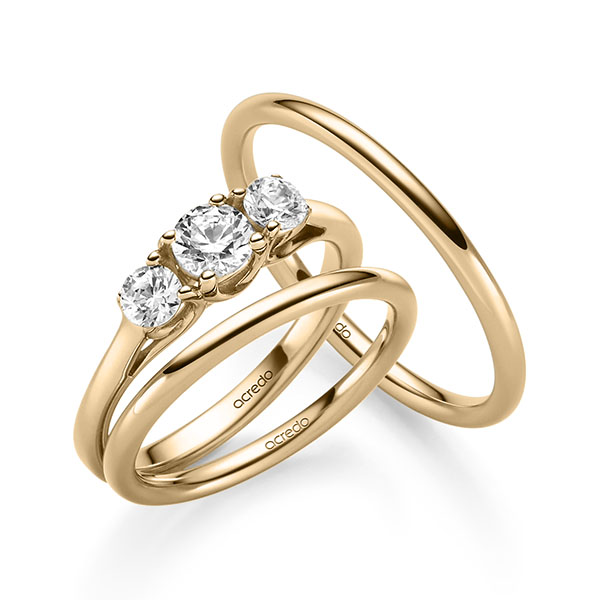 Tri-Set in Roségold 585 mit 0,4 ct. + zus. 0,4 ct. Brillant tw, si von acredo - A-2428-5 Tri-Set in Roségold 585 mit 0,4 ct. + zus. 0,4 ct. Brillant tw, si von acredo - A-2428-5