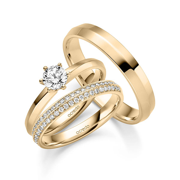 Tri-Set in Roségold 585 mit 0,5 ct. + zus. 0,27 ct. Brillant tw, si von acredo - A-6073-3