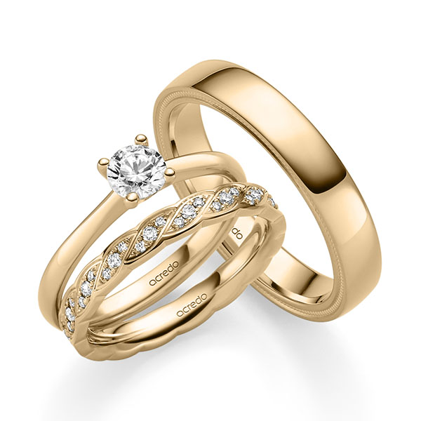 Tri-Set in Roségold 585 mit 0,5 ct. + zus. 0,34 ct. Brillant tw, si von acredo