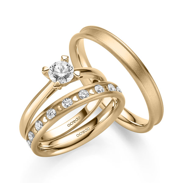 Tri-Set in Roségold 585 mit 0,5 ct. + zus. 0,68 ct. Brillant tw, si von acredo - A-2432-7 Tri-Set in Roségold 585 mit 0,5 ct. + zus. 0,68 ct. Brillant tw, si von acredo - A-2432-7