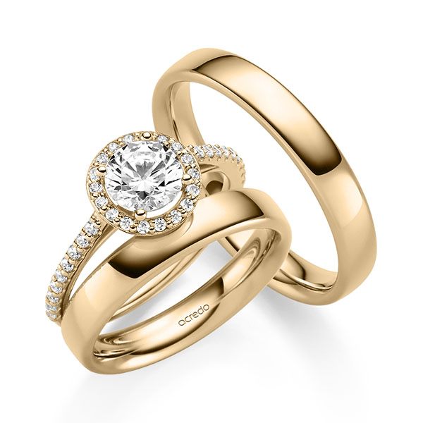 Tri-Set in Roségold 585 mit 1 ct. + zus. 0,306 ct. Brillant tw, si von acredo - A-2430-7 Tri-Set in Roségold 585 mit 1 ct. + zus. 0,306 ct. Brillant tw, si von acredo - A-2430-7