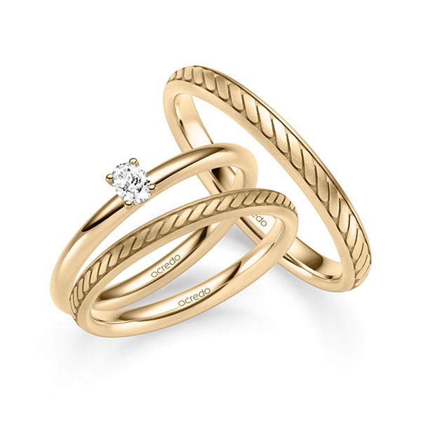Tri-Set in Roségold 585 mit zus. 0,2 ct. tw, vs von acredo - A-2948-3