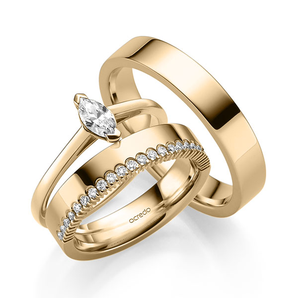 Tri-Set in Roségold 585 mit zus. 0,41 ct. tw, vs tw, si von acredo