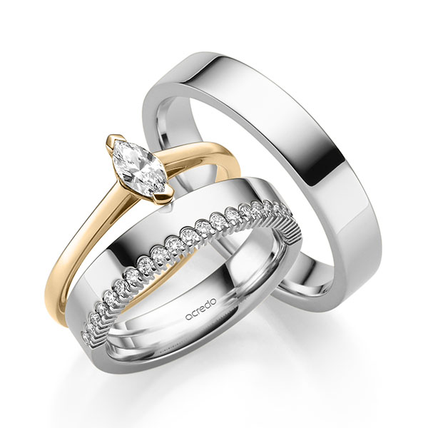 Tri-Set in Roségold 585 mit zus. 0,41 ct. tw, vs tw, si von acredo - A-2444-7 Tri-Set in Roségold 585 mit zus. 0,41 ct. tw, vs tw, si von acredo - A-2444-7