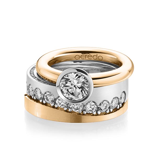 Tri-Set in Roségold 585 Weißgold 585 mit 1 ct. + zus. 1,385 ct. Brillant tw, vs tw, si von acredo - A-1237-1 Tri-Set in Roségold 585 Weißgold 585 mit 1 ct. + zus. 1,385 ct. Brillant tw, vs tw, si von acredo - A-1237-1