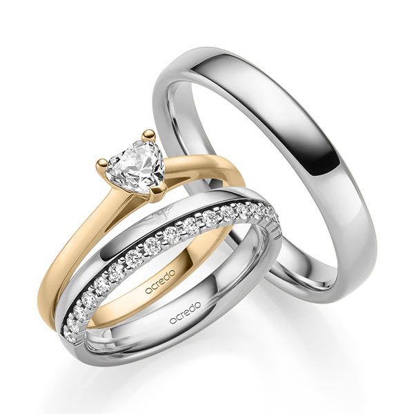 Tri-Set in roségoud 14 kt. met 0,4 ct. + in totaal 0,42 ct. tw,vs tw/si van acredo