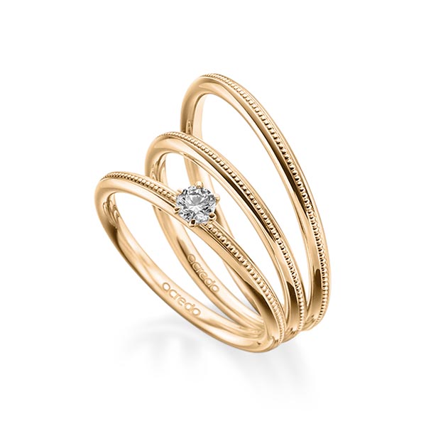 Tri-Set in roségoud 14 kt. met in totaal 0,15 ct. Briljant tw/si van acredo