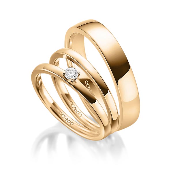 Tri-Set in roségoud 14 kt. met in totaal 0,15 ct. Briljant tw/si van acredo