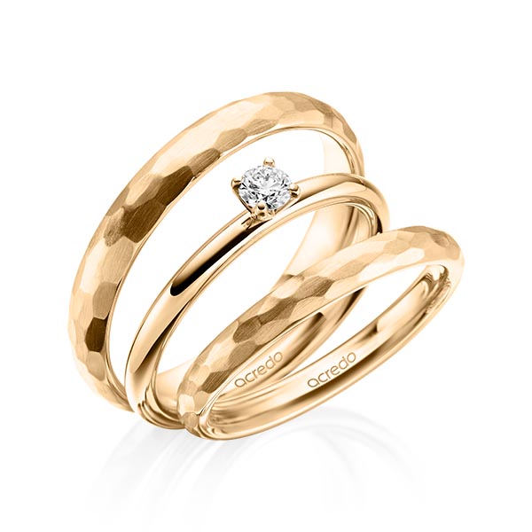Tri-Set in roségoud 14 kt. met in totaal 0,15 ct. Briljant tw/si van acredo