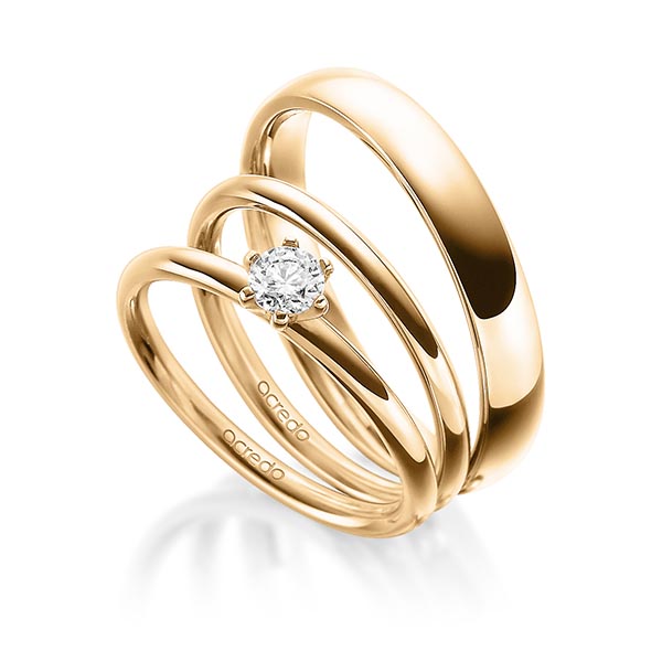 Tri-Set in roségoud 14 kt. met in totaal 0,25 ct. Briljant tw/si van acredo