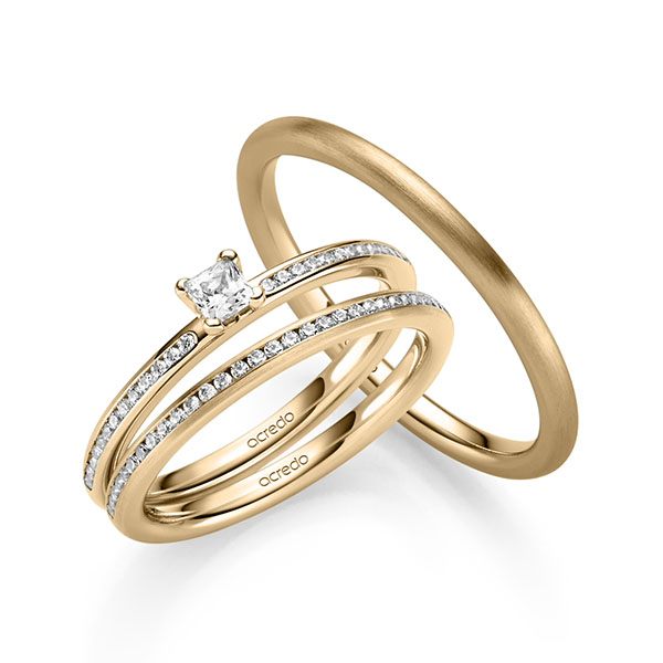 Tri-Set in roségoud 14 kt. met in totaal 0,43 ct. Briljant tw/si van acredo