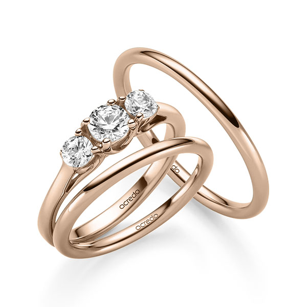 Tri-Set in Rotgold 585 mit 0,4 ct. + zus. 0,4 ct. Brillant tw, si von acredo - A-2428-6 Tri-Set in Rotgold 585 mit 0,4 ct. + zus. 0,4 ct. Brillant tw, si von acredo - A-2428-6