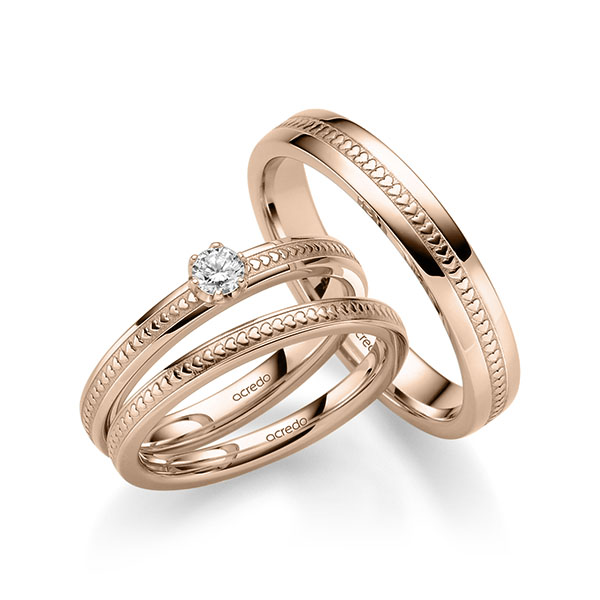 Tri-Set in Rotgold 585 mit zus. 0,15 ct. Brillant tw, si von acredo - A-2380-5 Tri-Set in Rotgold 585 mit zus. 0,15 ct. Brillant tw, si von acredo - A-2380-5