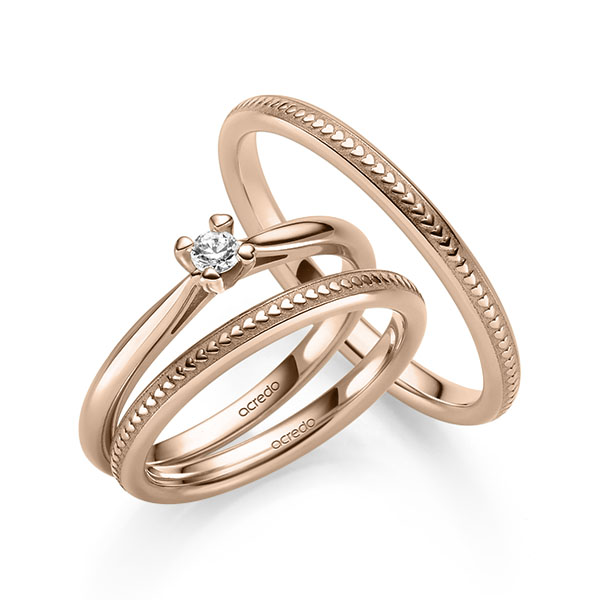 Tri-Set in Rotgold 585 mit zus. 0,1 ct. Brillant tw, si von acredo