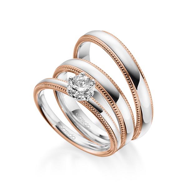 Tri-Set in Rotgold 585 Weißgold 585 mit 0,5 ct. Brillant tw, si von acredo - A-1860-2 Tri-Set in Rotgold 585 Weißgold 585 mit 0,5 ct. Brillant tw, si von acredo - A-1860-2