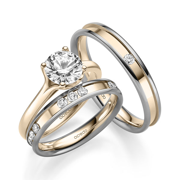 Tri-Set in Signature Gold 585 mit 1,5 ct. + zus. 0,64 ct. Brillant tw, si von acredo - A-2446-2