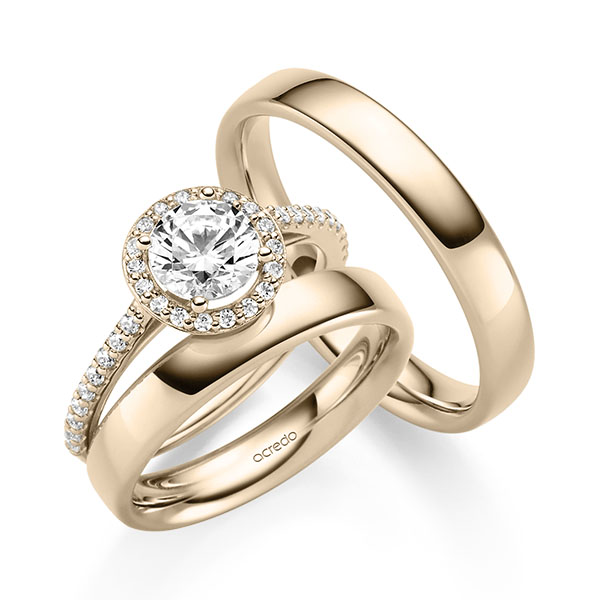 Tri-Set in Signature Gold 585 mit 1 ct. + zus. 0,306 ct. Brillant tw, si von acredo - A-2430-8 Tri-Set in Signature Gold 585 mit 1 ct. + zus. 0,306 ct. Brillant tw, si von acredo - A-2430-8