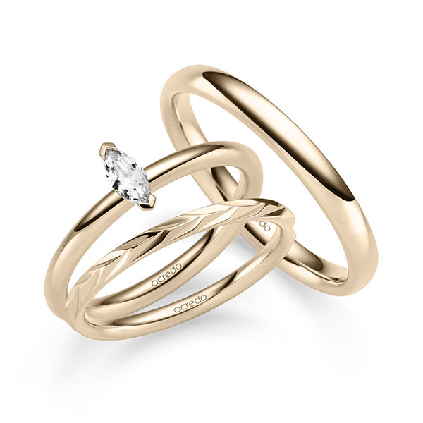Tri-Set in Signature Gold 585 mit zus. 0,25 ct. tw, vs von acredo
