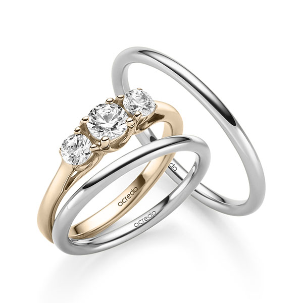 Tri-Set in Signature Goud 585 met 0,4 ct. + in totaal 0,4 ct. Briljant tw/si van acredo