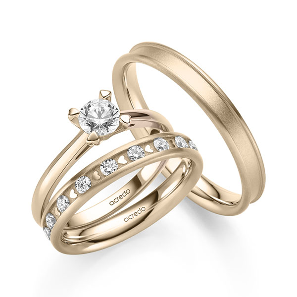 Tri-Set in Signature Goud 585 met 0,5 ct. + in totaal 0,68 ct. Briljant tw/si van acredo