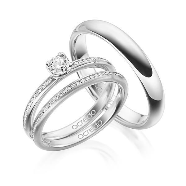 Tri-Set in Weissgold 585 mit 0,3 ct. + zus. 0,275 ct. Brillant tw, si von acredo - A-1602-1