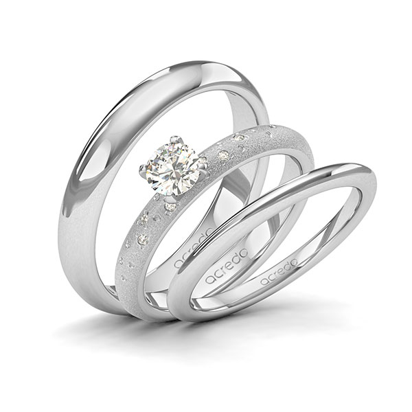 Tri-Set in Weißgold 585 mit 0,4 ct. + zus. 0,03 ct. Brillant tw, si von acredo - A-2096-2 Tri-Set in Weißgold 585 mit 0,4 ct. + zus. 0,03 ct. Brillant tw, si von acredo - A-2096-2