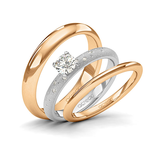 Tri-Set in Weißgold 585 mit 0,4 ct. + zus. 0,03 ct. Brillant tw, si von acredo