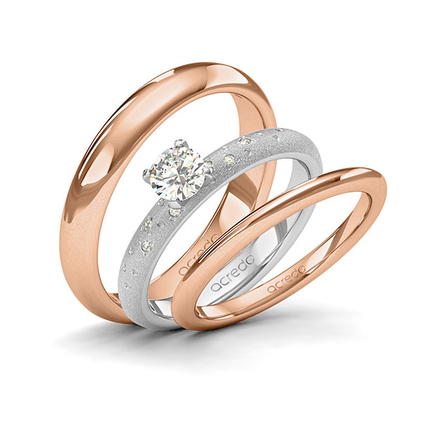 Tri-Set in Weißgold 585 mit 0,4 ct. + zus. 0,03 ct. Brillant tw, si von acredo