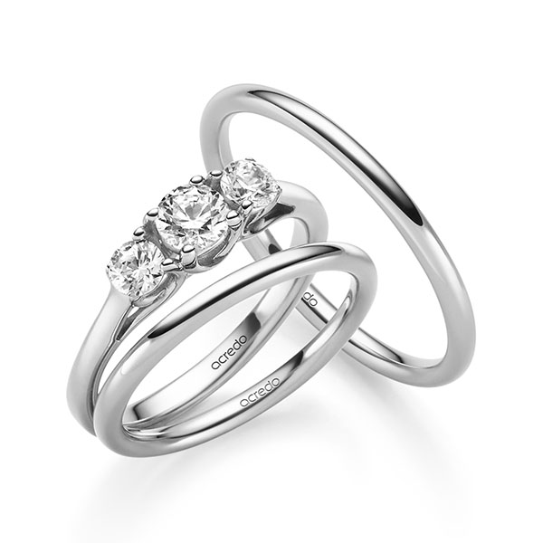 Tri-Set in Weissgold 585 mit 0,4 ct. + zus. 0,4 ct. Brillant tw, si von acredo - A-2428-7 Tri-Set in Weissgold 585 mit 0,4 ct. + zus. 0,4 ct. Brillant tw, si von acredo - A-2428-7