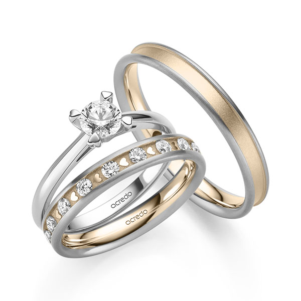 Tri-Set in Weißgold 585 mit 0,5 ct. + zus. 0,68 ct. Brillant tw, si von acredo