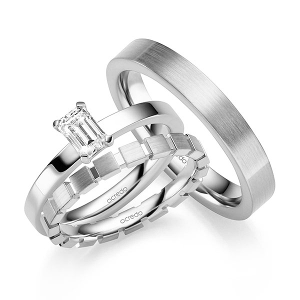 Tri-Set in Weißgold 585 mit 0,8 ct. tw, vs von acredo