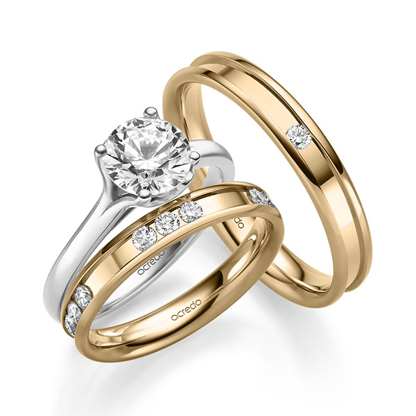 Tri-Set in Weissgold 585 mit 1,5 ct. + zus. 0,64 ct. Brillant tw, si von acredo