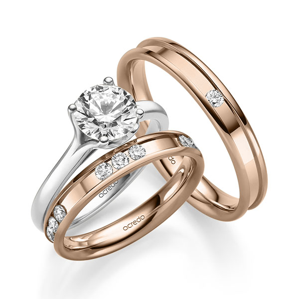 Tri-Set in Weissgold 585 mit 1,5 ct. + zus. 0,64 ct. Brillant tw, si von acredo