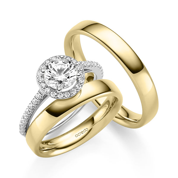 Tri-Set in Weißgold 585 mit 1 ct. + zus. 0,306 ct. Brillant tw, si von acredo